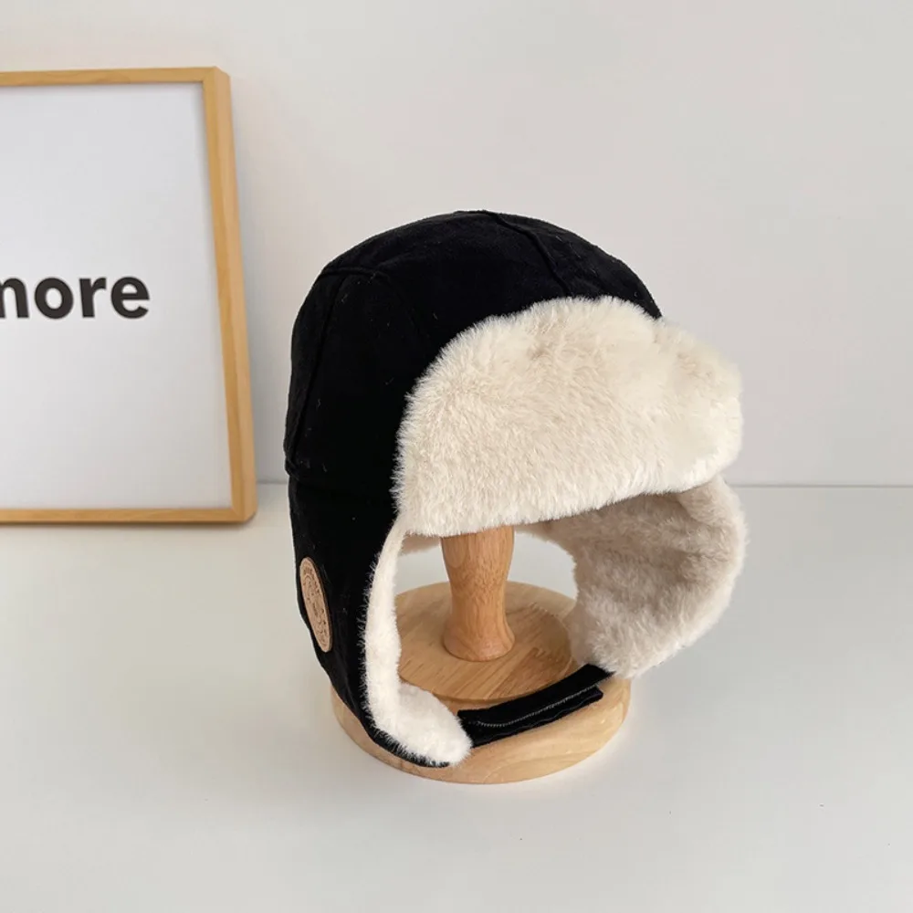 

Fashion Warm Ski Cap with Glasses Goggles Soft Ear Protection Hats Windproof Earmuff Plush Pilot Hat Winter