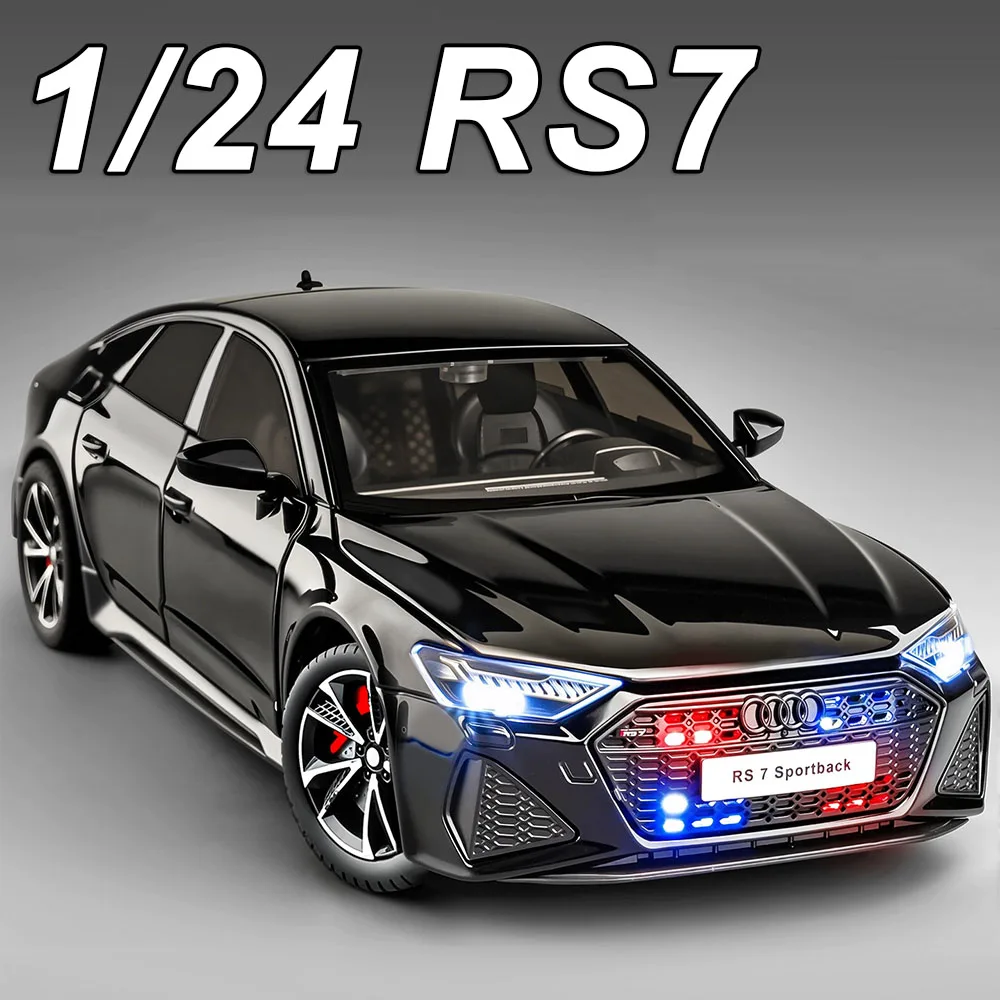 1:24 RS7 A6L Miniature Sports Car Diecast Model Toys 6 Doors Opened Sound Light Pull Back Front Wheel Steering Cars Gift for Boy