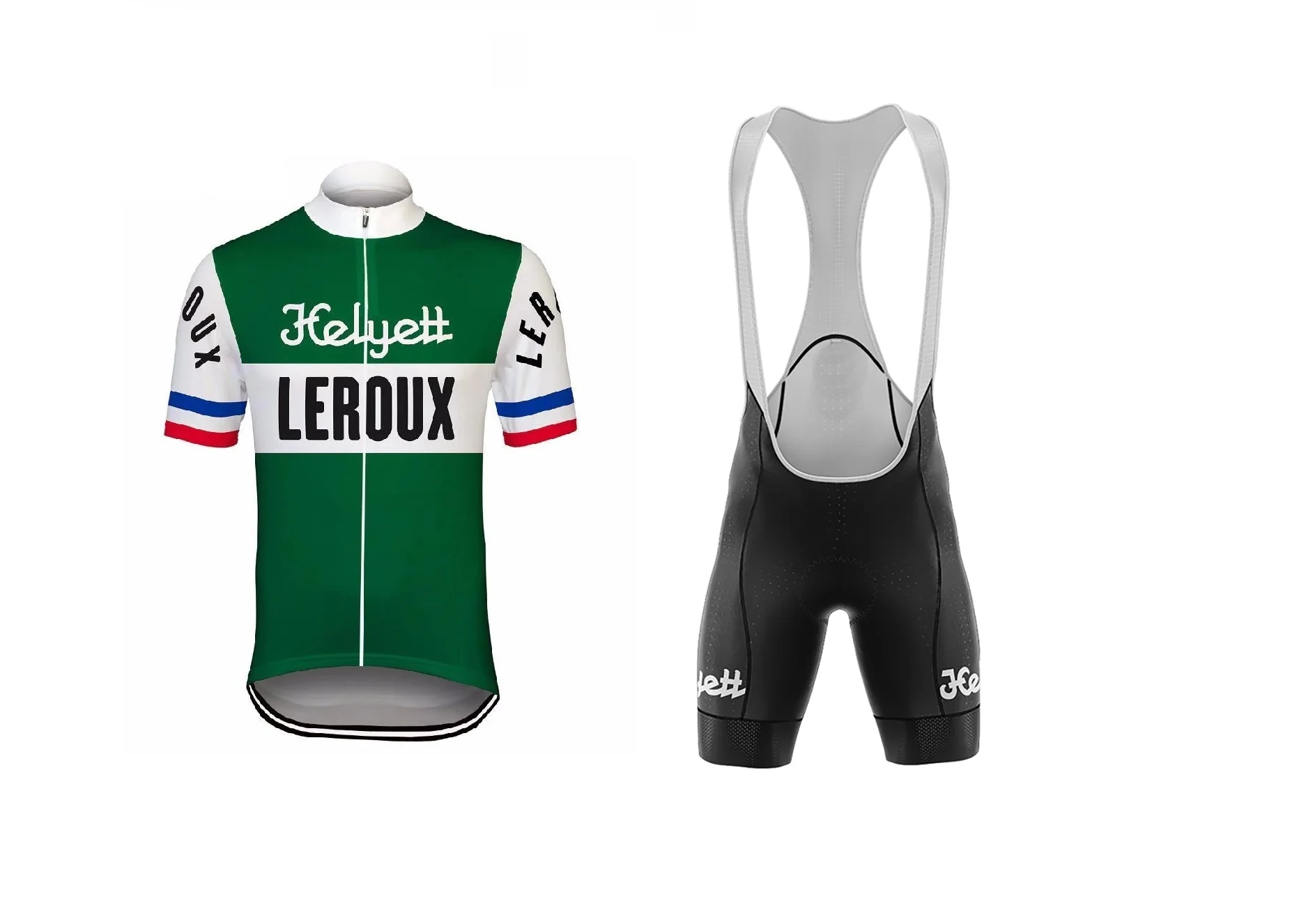 

LASER CUT HELYETT LEROUX TEAM Retro Classic Men's Cycling Jersey Short Sleeve Bicycle Clothing With Bib Shorts Ropa Ciclismo