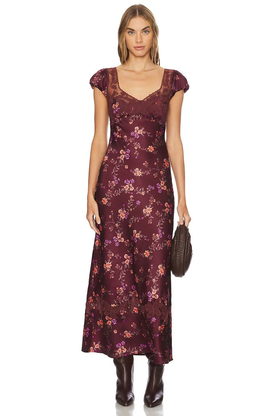 Fashionable Elegant Vintage Lace Patchwork Polka Dot Backless Maxi Dress For Women Luxurious Prom Dinner Party Wedding Guests