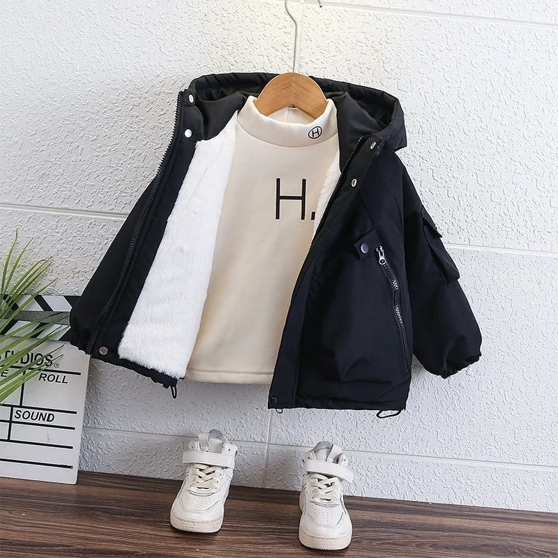 

Детская утепленная хлопковая куртка, стеганое пальто для мальчиков, зимняя ветрозащитная верхняя одежда для малышей, новинка 2025, осенняя теплая детская одежда