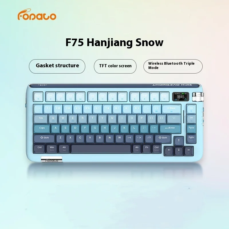 

Fopato F75 Mechanical Gamer Keyboard With Tft Screen Three-Mode Usb/2.4g/Bluetooth Wireless Keyboard Hot Swap Pbt Keycaps Gift