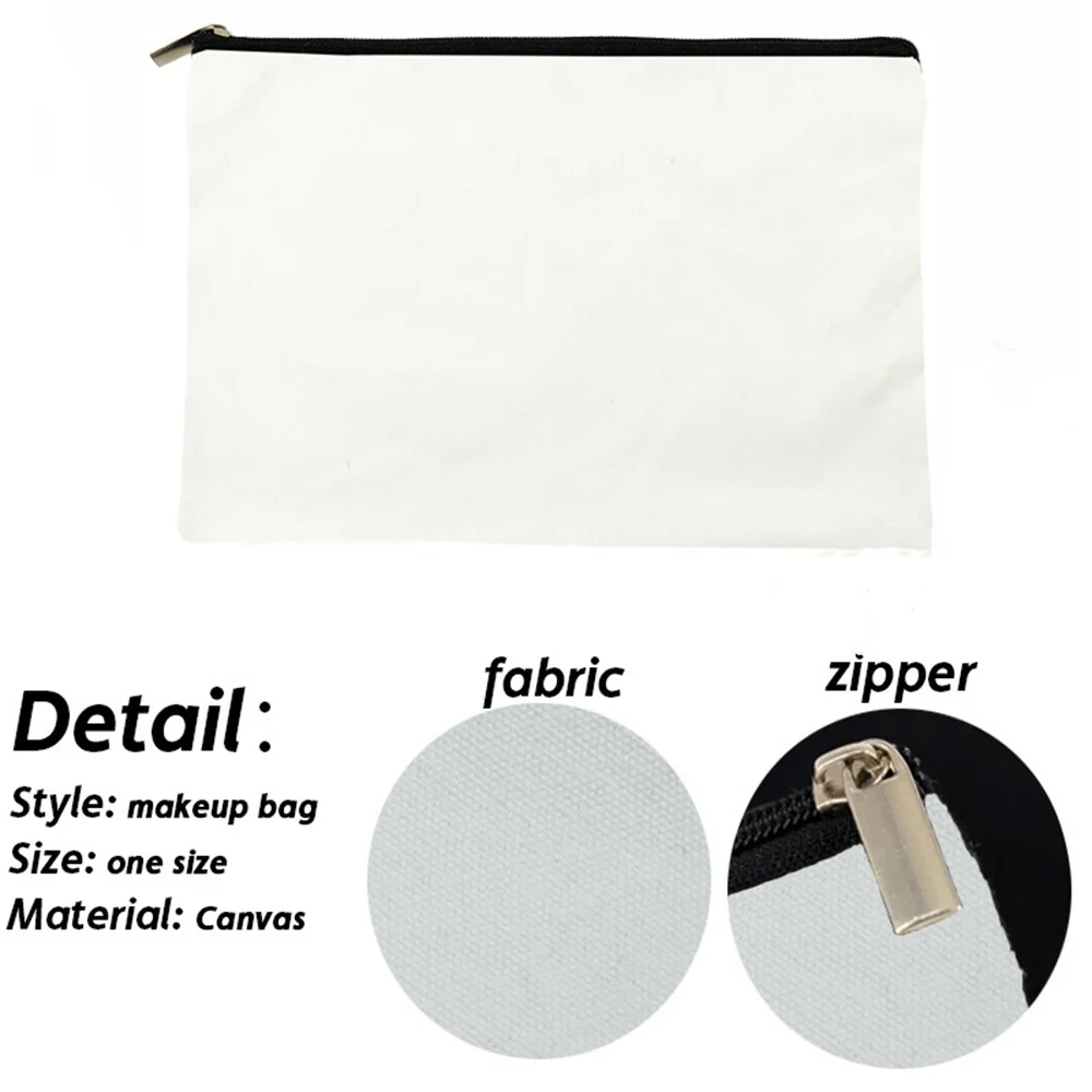 Polyester For Custom Design Wristlets Cosmetic Bag Sublimation Blank Linen Makeup Bag With Zipper