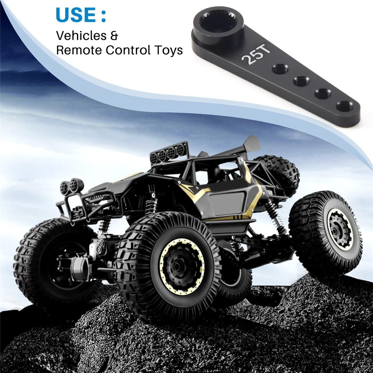 Rcカークローラー用サーボアームホーン,メタルエクステンションステアリングパーツ,ブラックパーツ,37mm, 25t,新品,4個