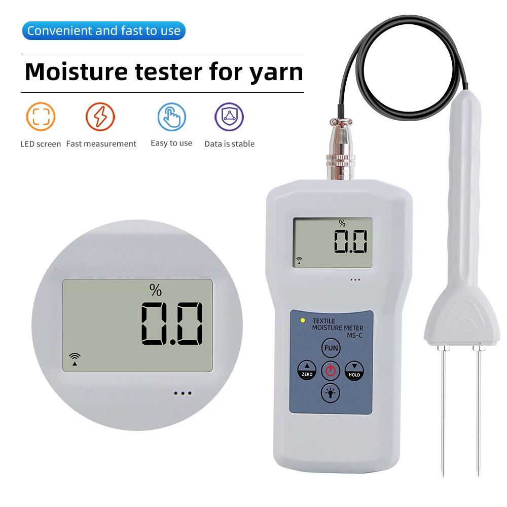 

MS-C Textile Moisture Meter For Yarn Professional LCD Digital Display Textile Materials Clothes Cotton Yarm Wool Humidity Tester