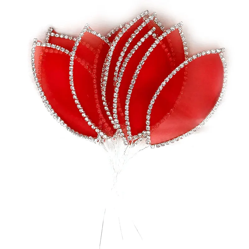 （30pcs) 3D Wire Flower Rhinestone Leaf Yarn-Flower 8CM Leaf for Wedding Dress