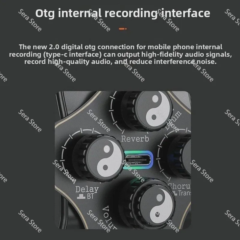Pickup Acoustic Guitar Vibration Pickup, Chorus, Delay OTG Bluetooth