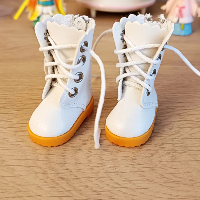 Length 4.7cm Doll  Boots fit 1/6 Points BJD Doll High Top White Leather Shoes Doll Clothes Accessories Festival Gift