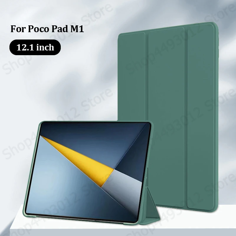 For Poco Pad M1 Case 12.1 Inch Trifold PU Leather Soft TPU Back Stand Tablet Shell For Funda Xiaomi Poco Pad M1 Case Coque 2025
