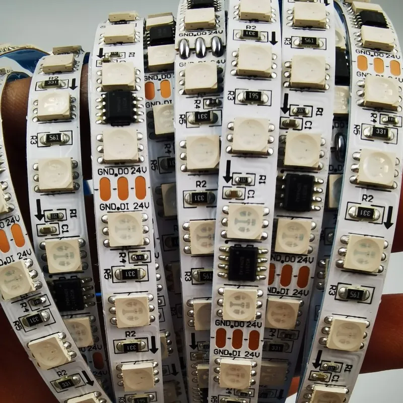 

5m DC12V/24V addressable WS2811 pixels LED Strip 60/84leds/m Narrow 6mm / 8mm/10mm PCB External IC 5050 RGB Light Tape IP30