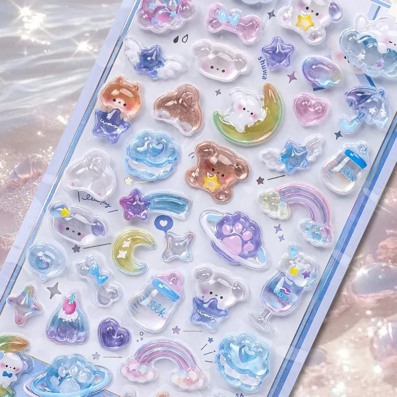 300 قطعة Kawaii الكرتون ثلاثية الأبعاد الإغاثة ملصق لطيف كريستال هلام التصحيح ل جراب هاتف المحمول مرآة سجل القصاصات مجلة الحيوان ديكو