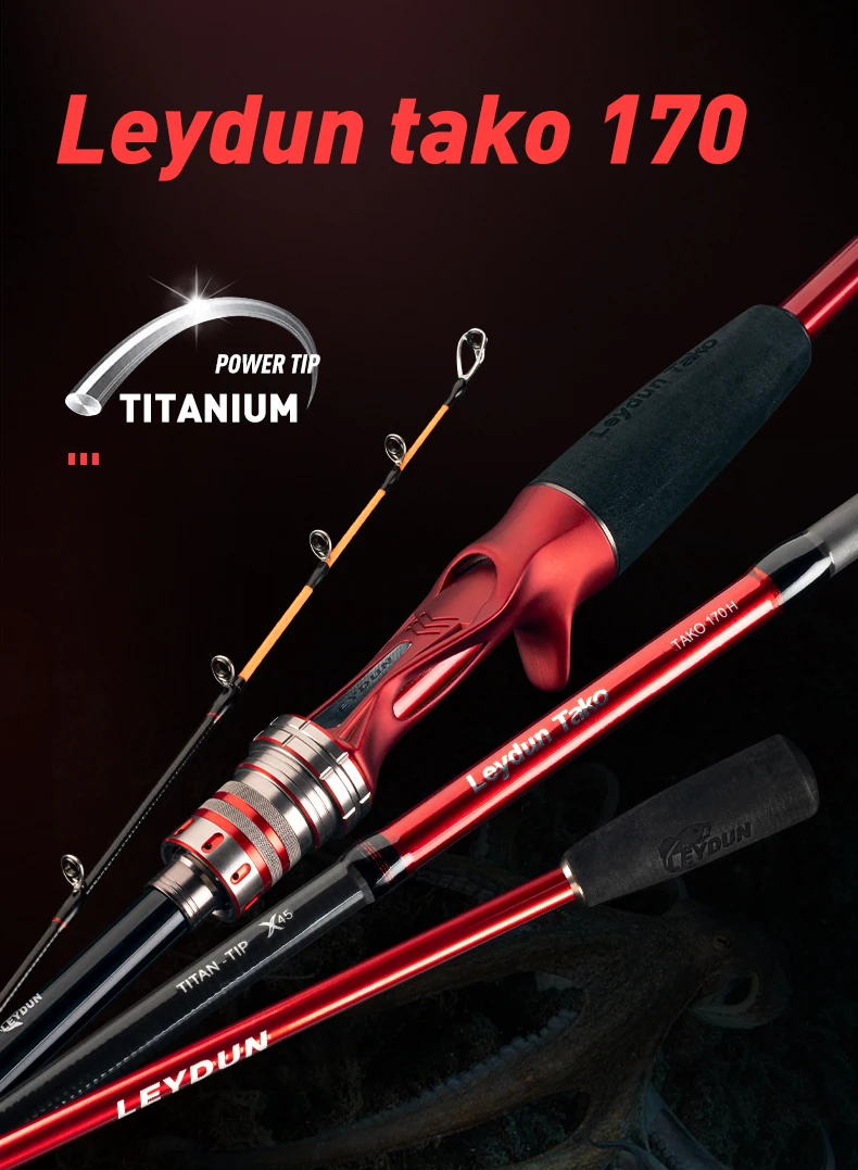 LEYDUN Rang's Tako LEYDUN Oktopus 170MH/H Angelruten mit Titan-Spitze, Tintenfisch-Angelrute, Wurfangelrute für Tintenfisch- und Bootsangeln – Detail 1