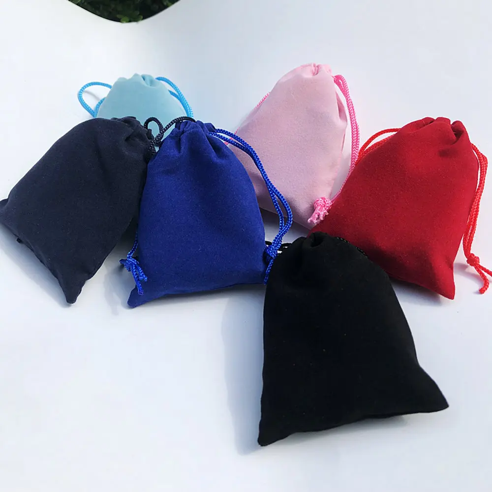 200 Pieces Velvet Dust Bag Black Multi-Color 10x12 Cm 7x9 Cm 5x7 Cm Drawstring Gift Packaging Small Jewelry Storage Bags