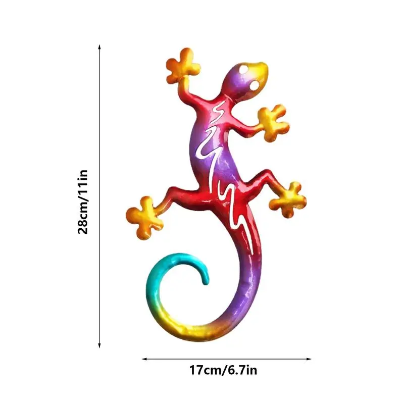 Metalowa jaszczurka dekoracja ścienna kolorowa wisząca na ścianie inspirujące rzeźby ogrodowe i rzeźby na okno pień drzewa ogrodzenie