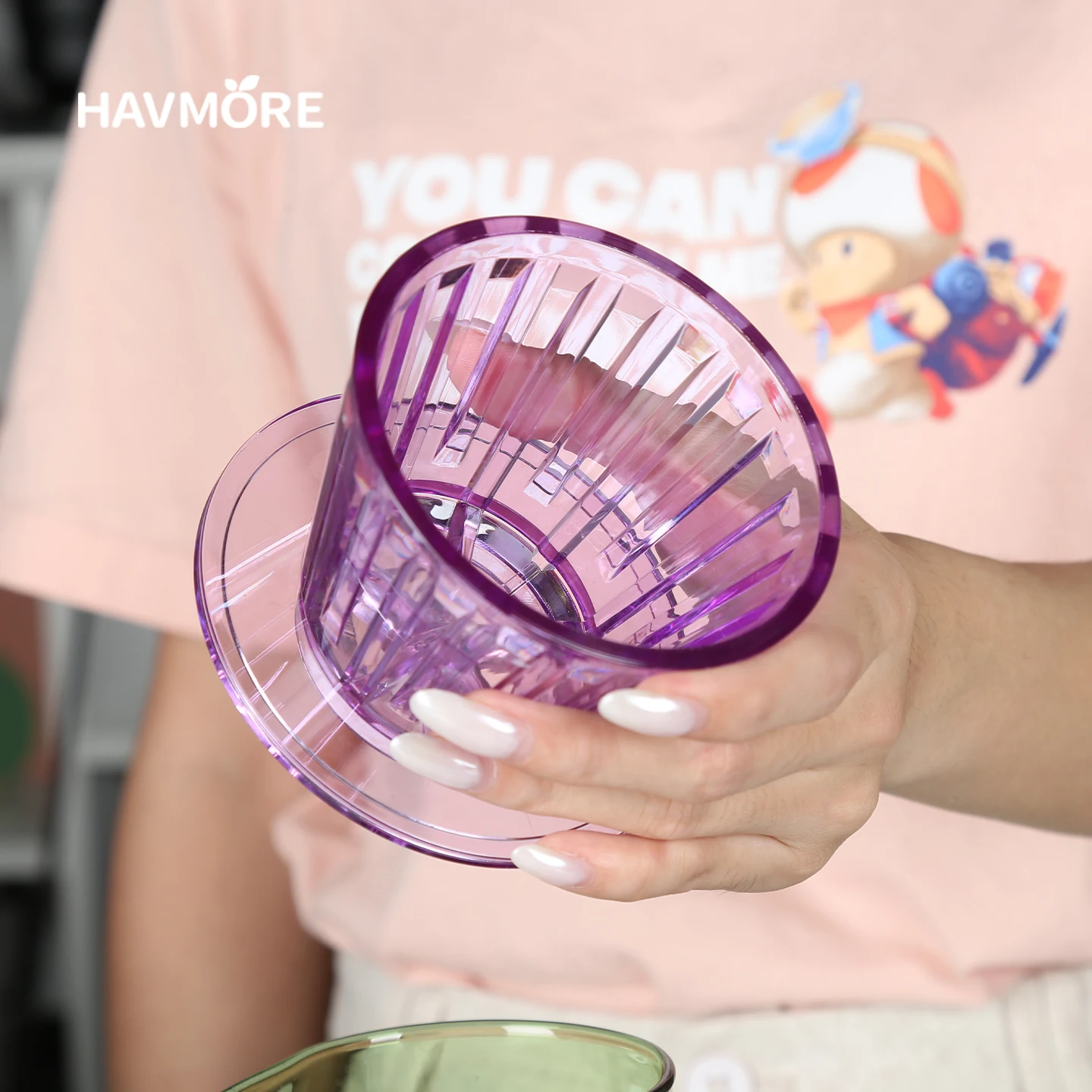 Havmore High Quality Resin Cake Coffee Dripper Multi Color Vertical Rib Pour Over Filter Cup