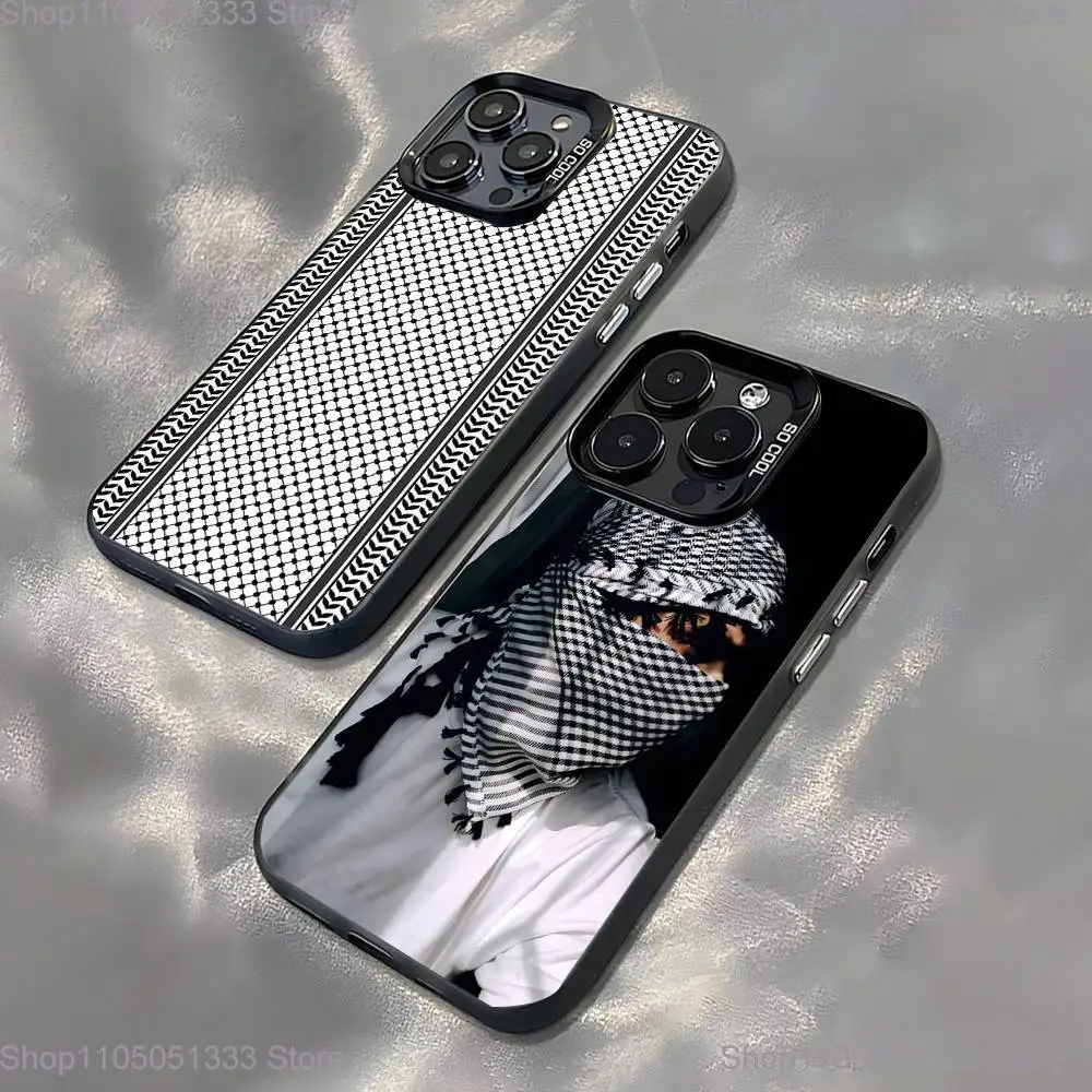 

Hattah Keffiyeh Fashion Phone Case For iPhone 16,15,14,13,12,11,Pro,XS,Max,Plus,Mini,SE Black Candy Matte Shockproof Cover