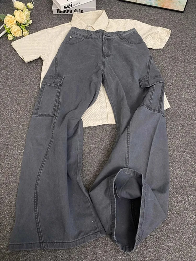 

ay Waed American Workwear Pants Men's Summer High Street Vibe Deconstructed Design Micro Flared Casual Straight Leg Trousers