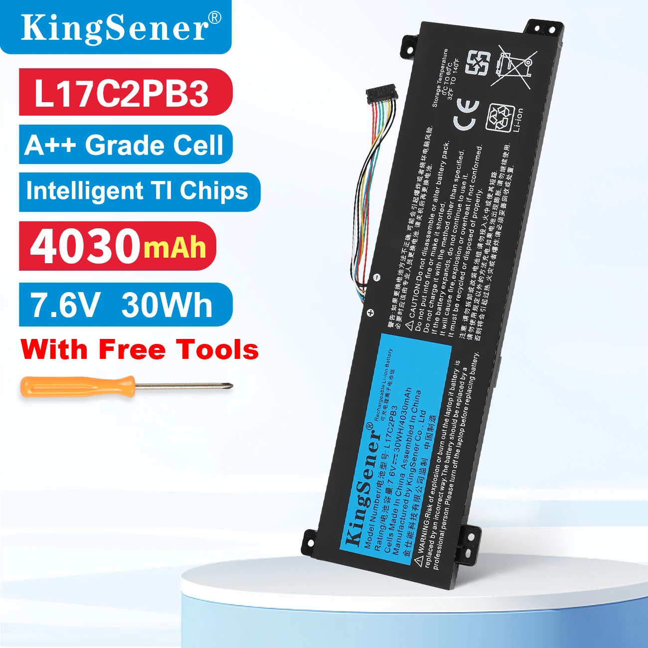 KingSener L17L2PB3 L17C2PB3 Laptop Battery For Lenovo  V130-15IGM V130-15IKB V330-15IKB L17M2PB3  L17M2PB4  L17L2PB4  L17C2PB4