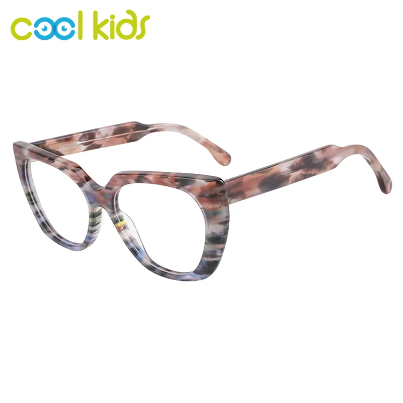 

COOLKids Female Eyeglasses Big Cat Eye Pattern Tortoise Frames Computer Glasses Wide Temples Women Glasses Eyewear WD3138