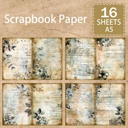 16 Sheets A5 Size Retro Do Old Words Dark Flowers Background Vintage Grunge Journal Planning Scrapbooking