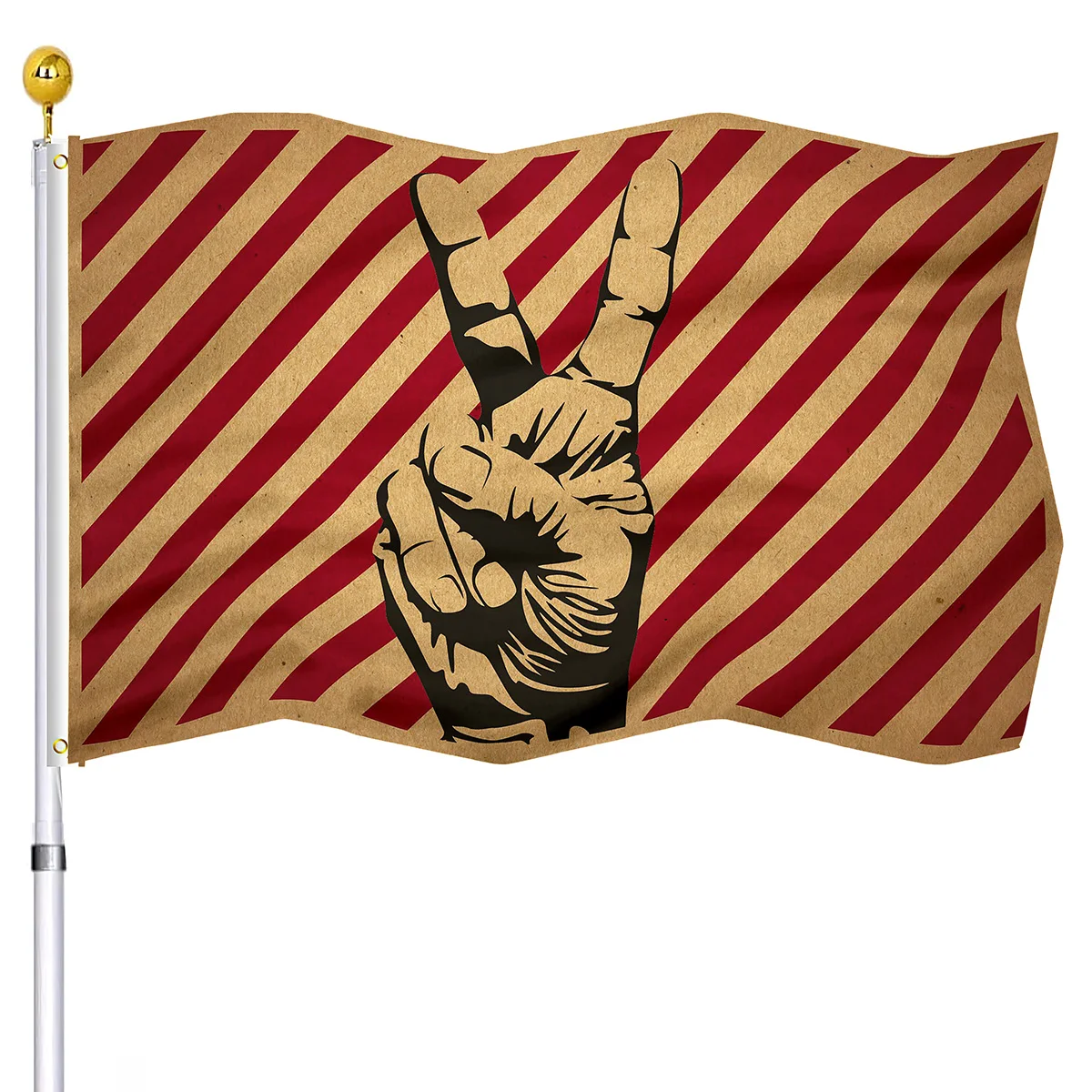 Victory Finger Gestures Decorative Flags Vintage Red Lines Banner with Brass Grommets House Indoor Porch Outdoor Decor for Men