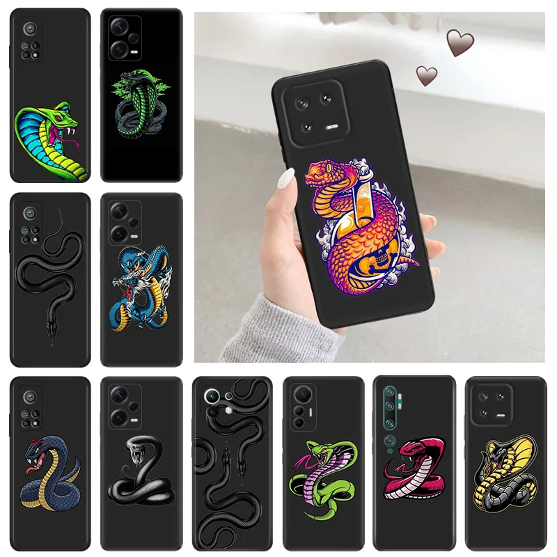 Silicone Soft Phone Case for Redmi Note 13 Pro 4G 5G 12 12c 13c Note12 Xiaomi 12t 12x 13Lite 12Lite Snake Cobra Python Cover