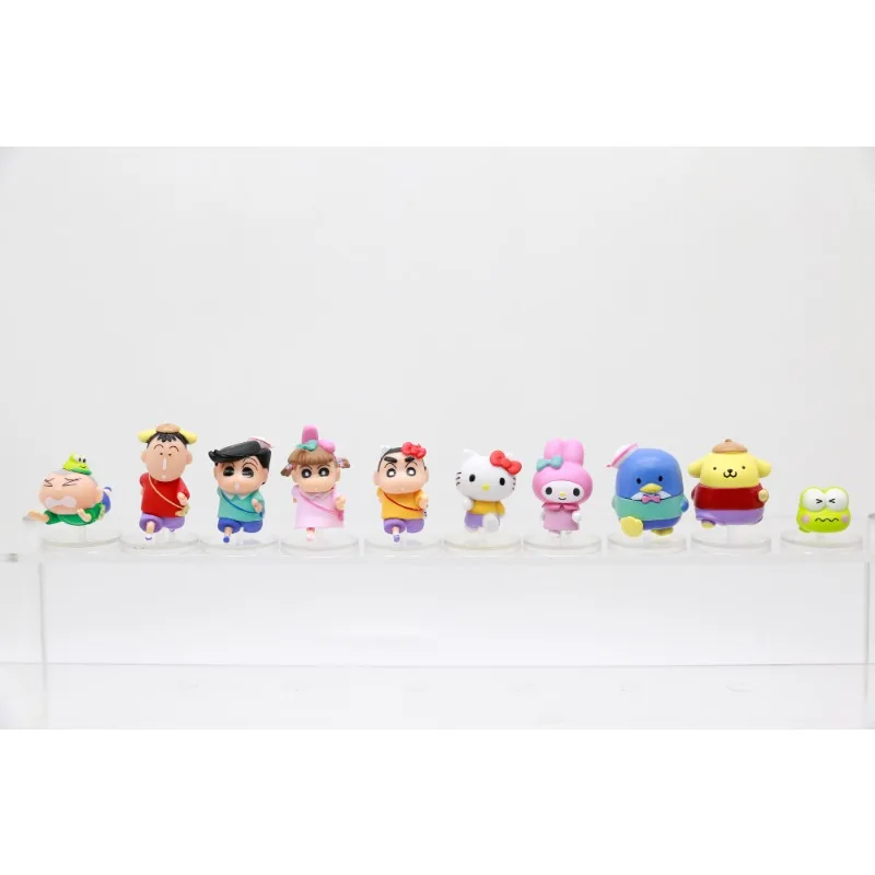 Crayon Shinchan Sanrio personnages Kawaii promenade mignonne avec des grands poignets avant Anime Figure modèle jouets recueillir des ornements