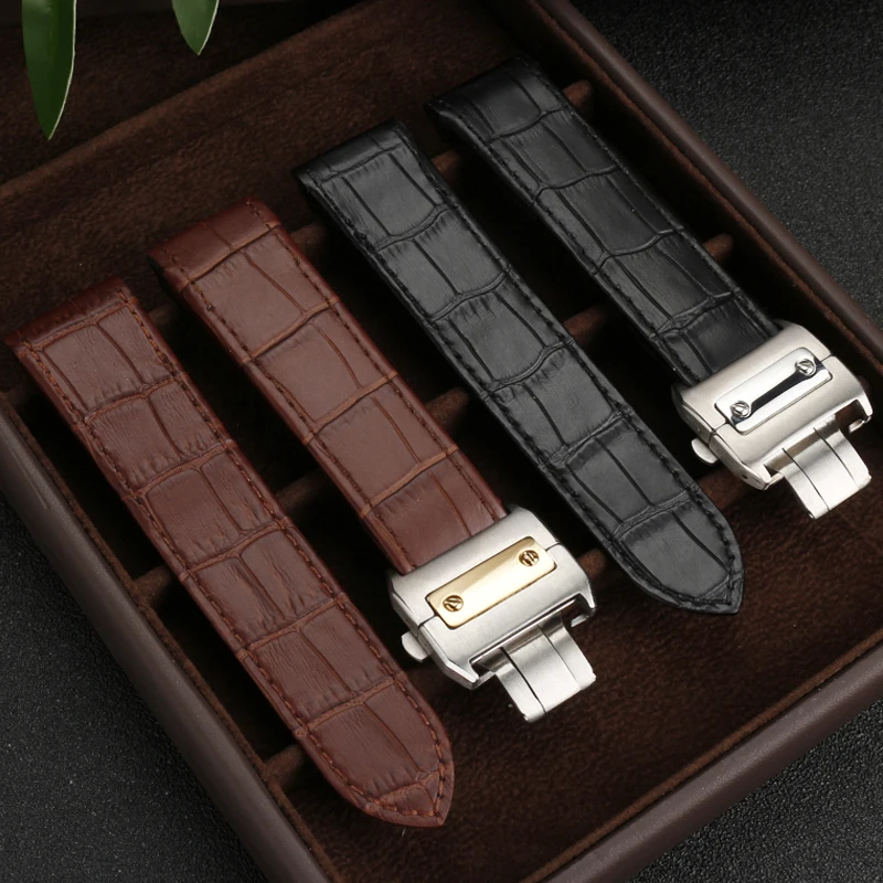 Watch accessories Leather watch strap suitable for Cartier Santos 100 men's and women's Genuine leather 20mm 23mm Watchbands