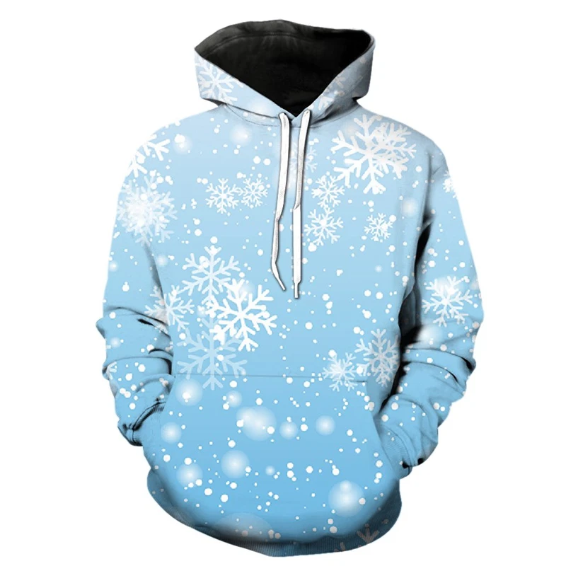 الرجال مقنعين ثلاثية الأبعاد ندفة الثلج الجرافيك طباعة عادية الأزرق هوديي البلوفرات عطلة الصادرة ربيع الخريف الملابس Harajuku للجنسين #1