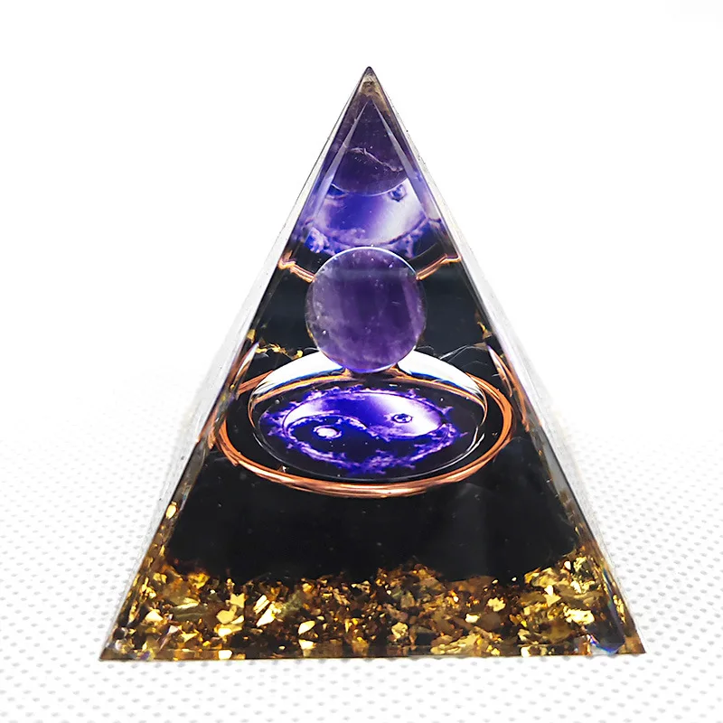 Exploding crystal gravel pyramid household resin dripping handicraft table ornament evil eye home decor