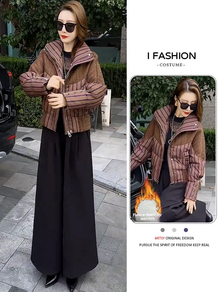 

Winter Thiened Cotton Padded Jaet Women's Slim Fit Faionable Warm Du down Cotton Coat Korean Sle ort Length