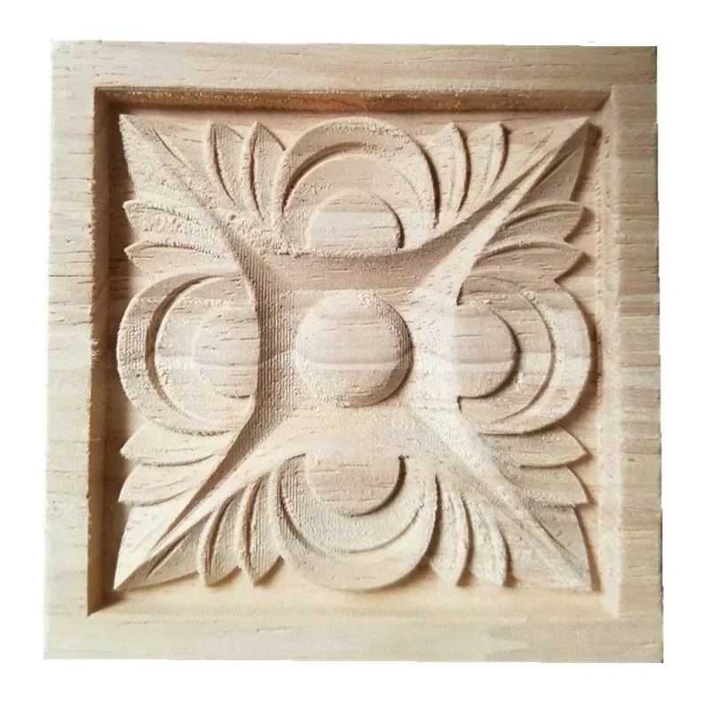 10PCS 10cm Vintage Unpainted Wood Carved Decal Corner Applique Frame for Home Wall Cabinet Door Decor Wooden Miniature Craft