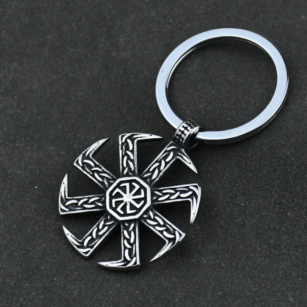 Viking Kolovrat Knot Keychain Nordic Talisman Runes Pendant Slavic Scandinavian Jewelry Men Punk Amulet Gift Dropshipping
