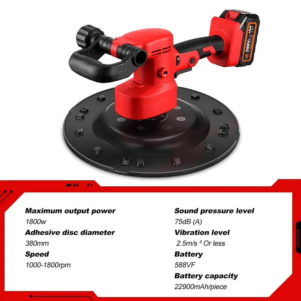 380MM Brushless Drywall Sander Wall Sander 6Gears Adjustment Wall Sander 1800RPM Wall Polisher Tools For Makita 18V Power Tools