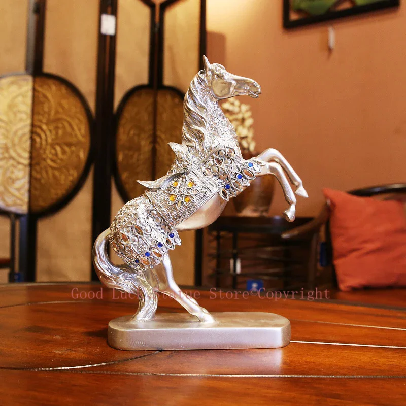 best national business GIFT -HOME office TOP decoration ART efficacious Mascot silver Success mascot horse FENG SHUI Sculpture