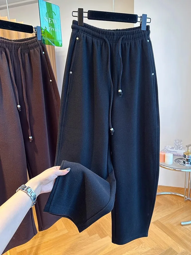 Women Casual High Waist Pants Loose Thicken Warm Pants Office Trousers Autumn Winter For Women 2023