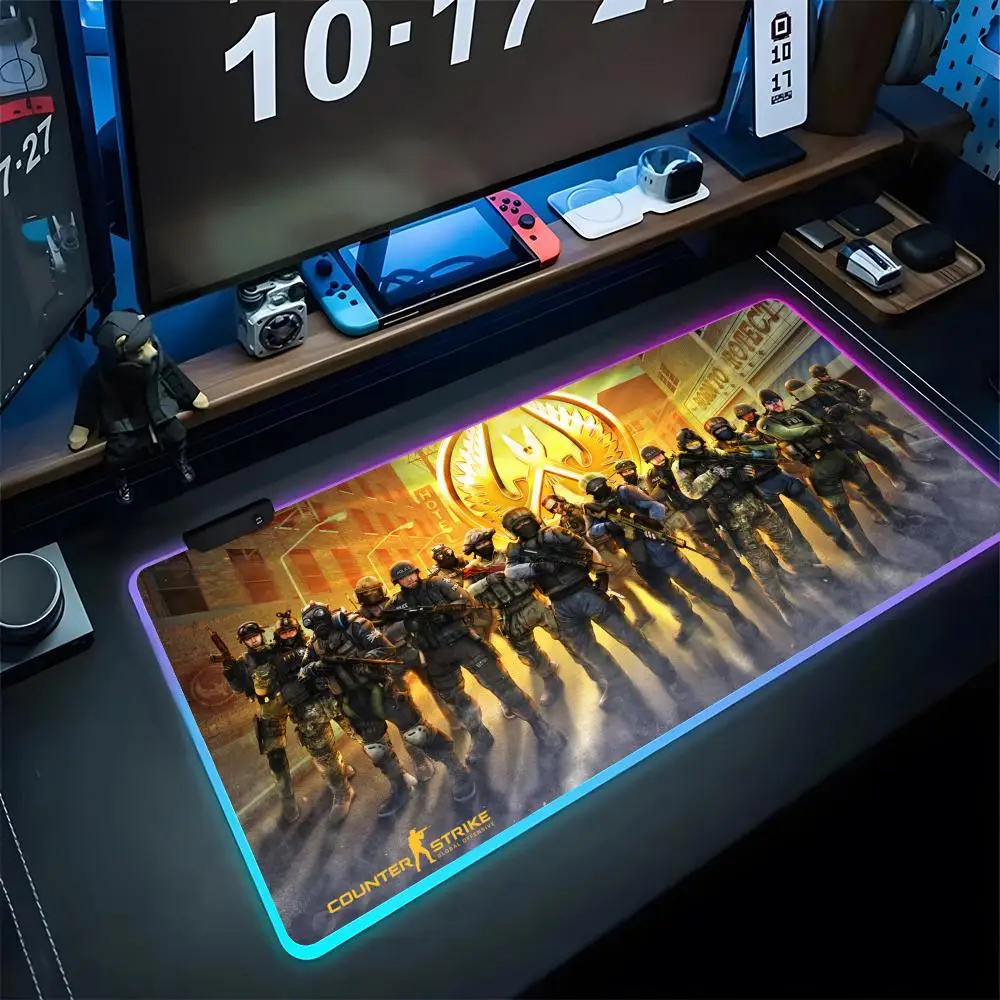

C-Counter Strike 2 CS2 Коврик для мыши Игровой коврик для мыши RGB с подсветкой Клавиатура Gamer Girl Xxl Безопасный коврик для ноутбука Настольные коврики Настольный коврик