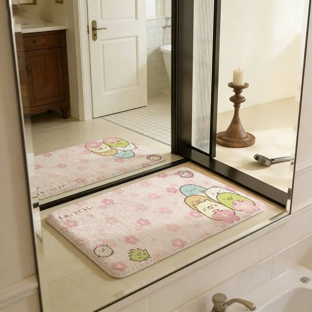 Cartoon Pink Sumikko Gurashi Door Mat Nordic Style Bedroom Living Room Doormat Home Balcony Anti-Slip Alfombra