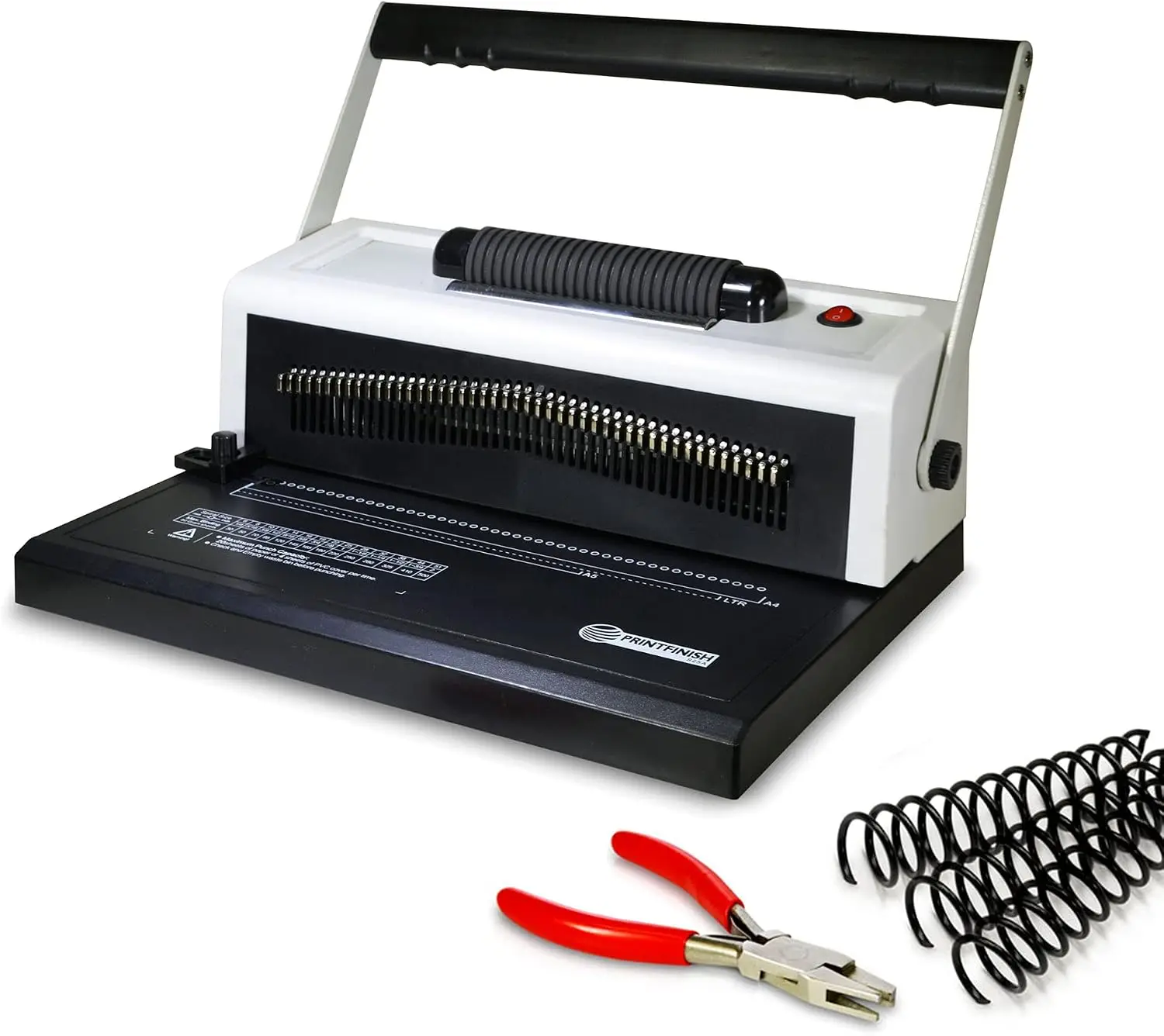 Spiral Coil Binding Machine 41 Pitch 20 Sheet Capacity Hole Punch Electric Coil Inserter Adjustable Margins Disengaging Pins Fre