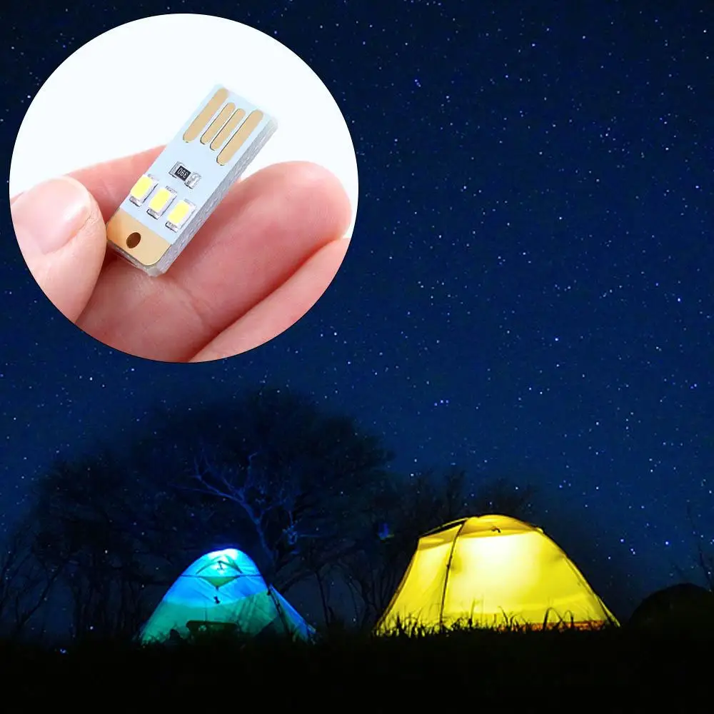 Camping Night Hiking Tent Lamp Light Outdoor Portable Energy Saving Flashlight Mini Ultra-thin Mobile USB LED Keychain Night