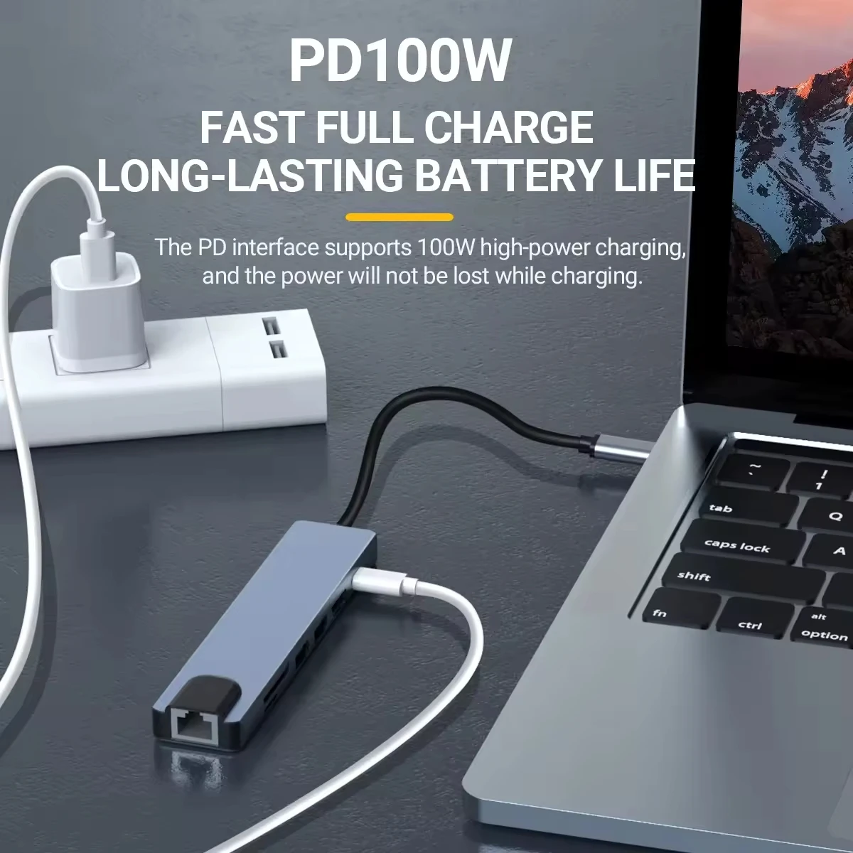 Estación de acoplamiento USB C 7 en 1 con lector de tarjetas Sd TF, puertos Ethernet PD USB 3,0 y puertos USB 3,0 2,0 para MacBook Pro Air HP XPS