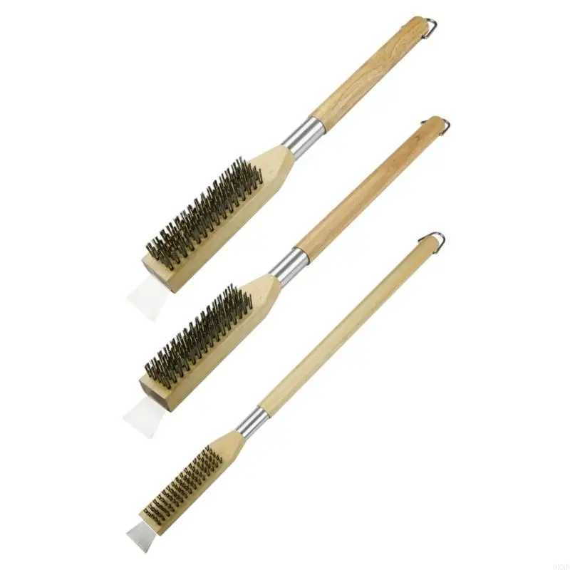 

Detachable Pizza Oven Brush Ergonomic Handle Pizza Stone Cleaner with Scraper 0XXB