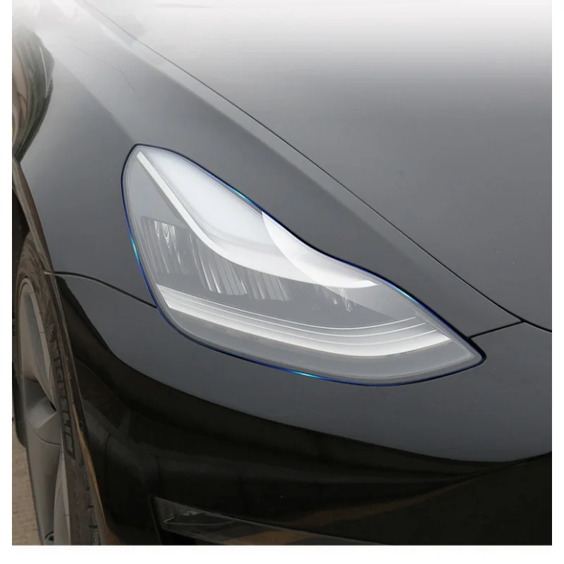 

Front Headlamp Car Styling Sticker For Tesla Model X S Y 3 Headlamps TPU Smoked Black Headlights Protector Film accessories