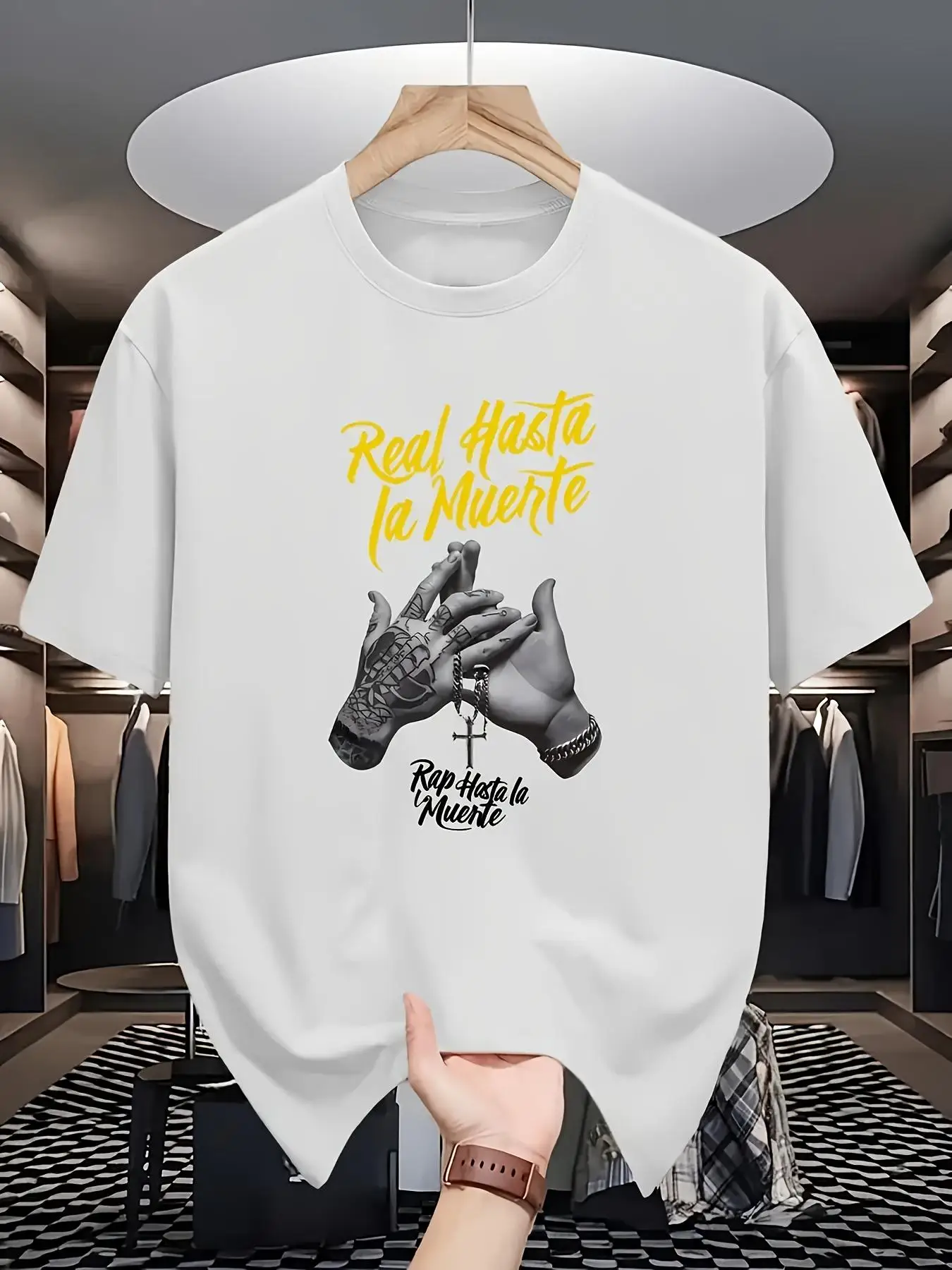 Round Neck Short Sleeve T-Shirt Street Rap Hardcore Style 