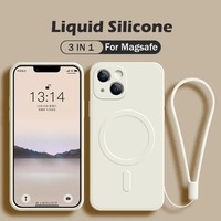 For Magsafe Magnetic Wireless Charge Case For iPhone 16 15 14 13 12 11 Pro Max Mini XR XS Plus Soft Liquid Silicone Strap Cover