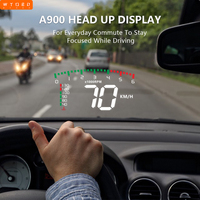 A900 Car Hud Display Speed Projector Alarm OBD2 Head Up Display Speedometer Electronic Accessories KMH MPH Water Temperature