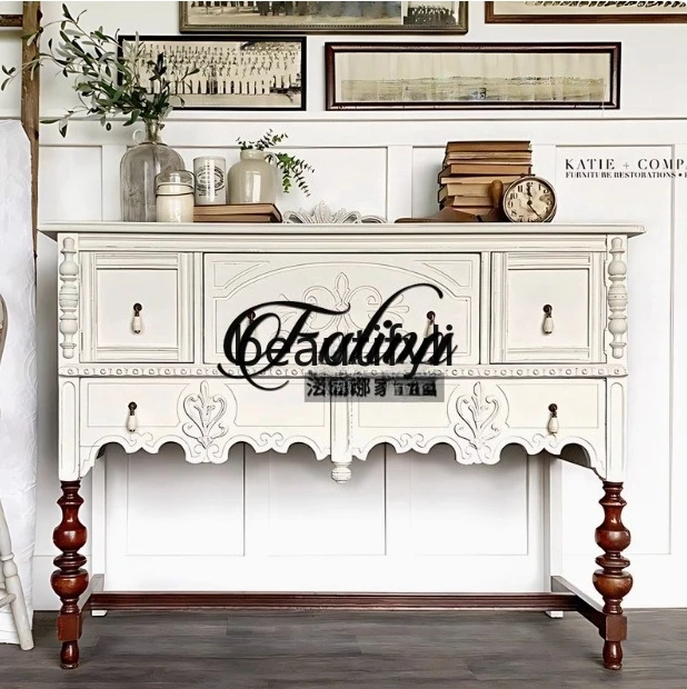

French entrance cabinet Solid wood living room drawer storage storage decorative cabinet