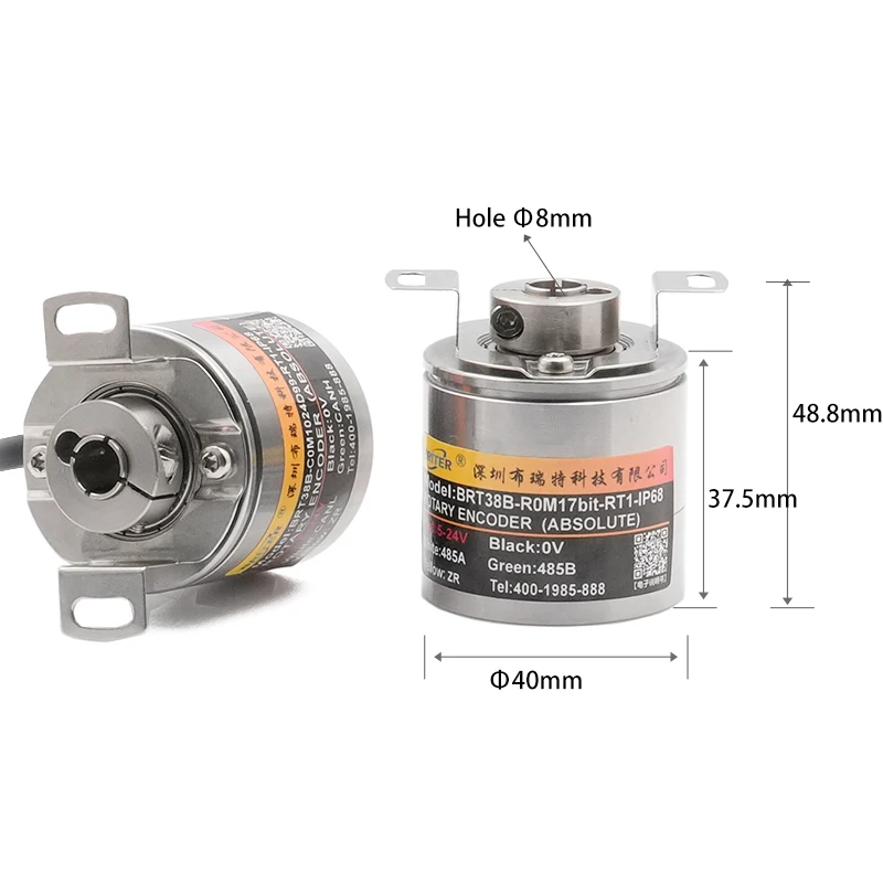 Waterproof single turn 8mm blind hollow Rotary Absolute Encoder Interface Angle Measurement Wide Voltage High Resolution