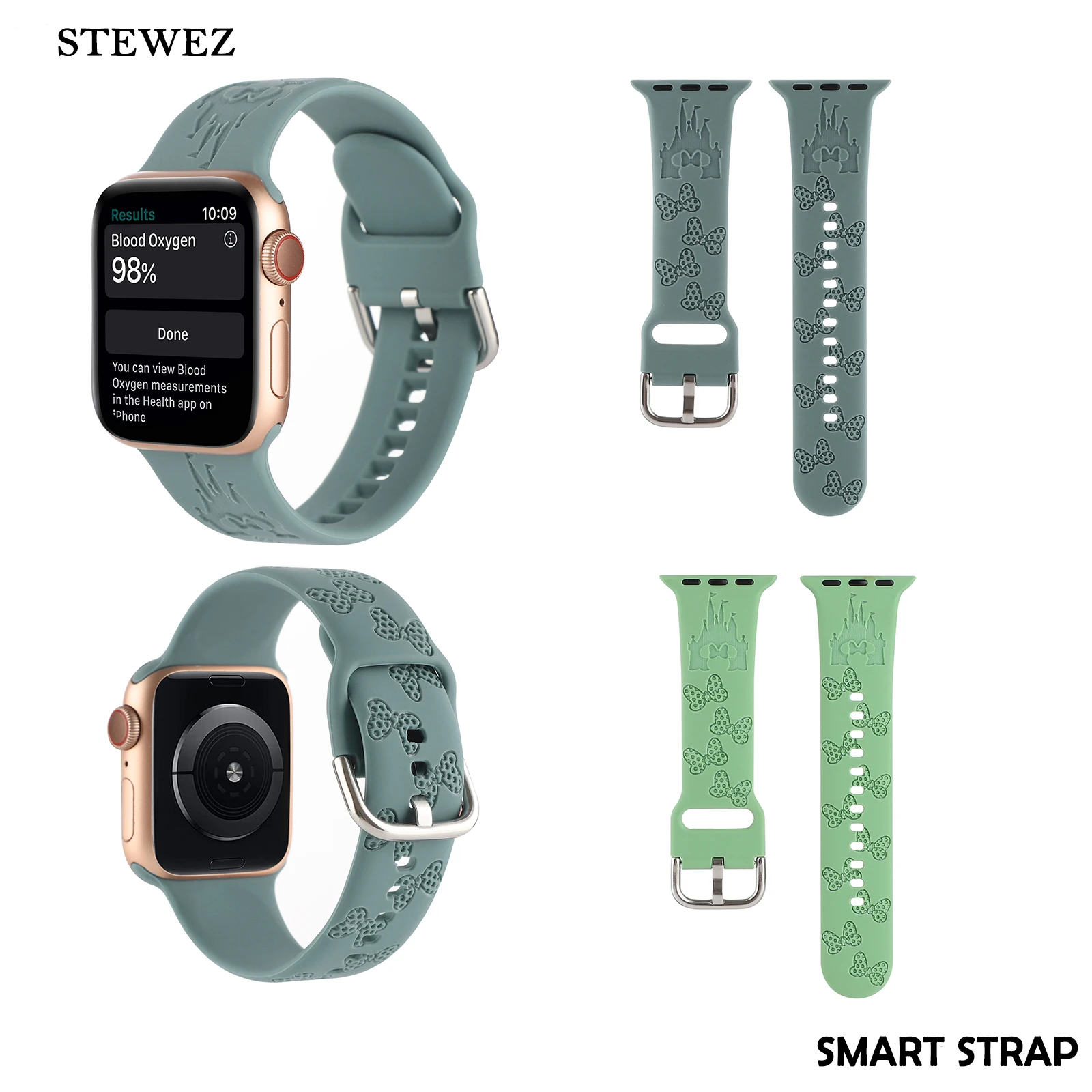 Silicone Strap for Apple Watch Bands 3D Engraved Castle Chain for Iwatch9876543Ultra Girls Series38 40 41 44 45 49 42mm Wrist