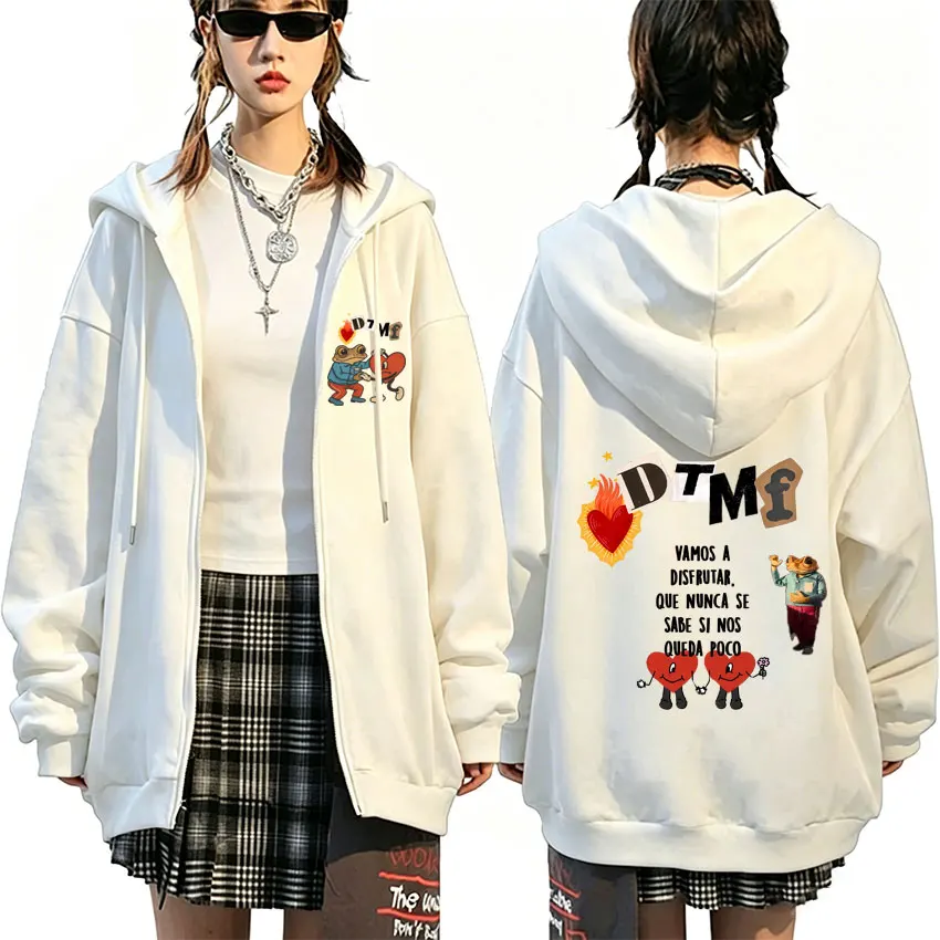 

Rapper Bad Bunny Un Verano Sin Ti and Debi Tirar Mas Fotos DTMF Funny Zipper Hoodie Men's Women's Hip Hop Fashion Zip Up Hoodies